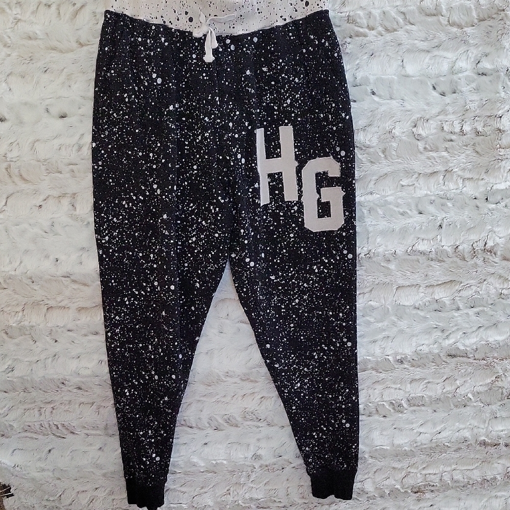 Hustle Gang Over Everything Joggers Mens S Black With White Speckle, Streetwear